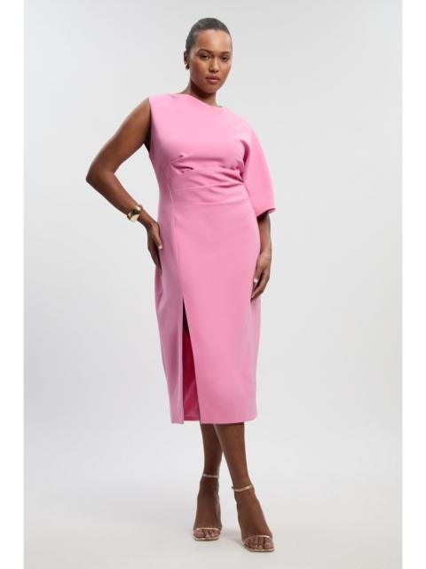 KAREN MILLEN Plus Size Soft Tailored One Shoulder Pencil Midi Dress