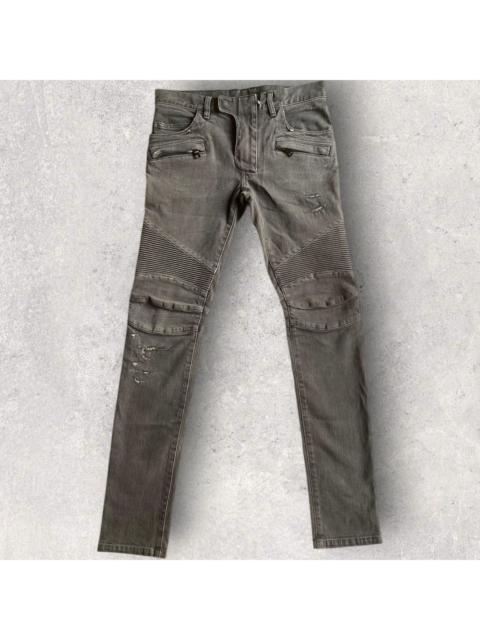 Balmain Balmain Black Stone Wash Biker Jeans