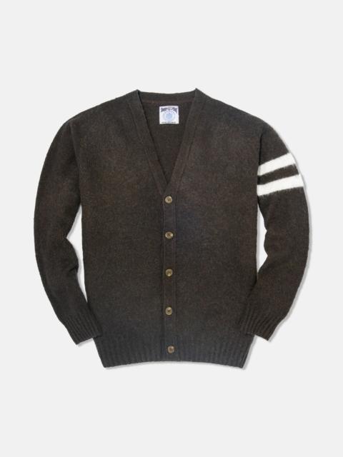 J. PRESS MADE-IN-SCOTLAND BROWN SHAGGY DOG UNIVERSITY CARDIGAN