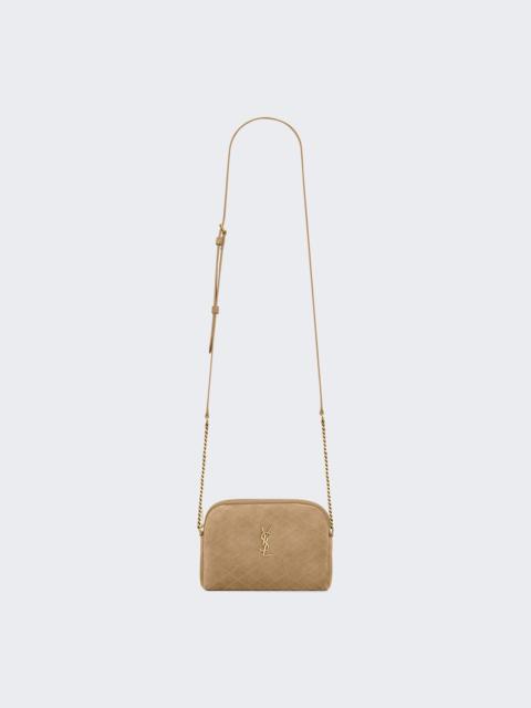 SAINT LAURENT Gaby Zipped Pouch Golden Leaf Suede