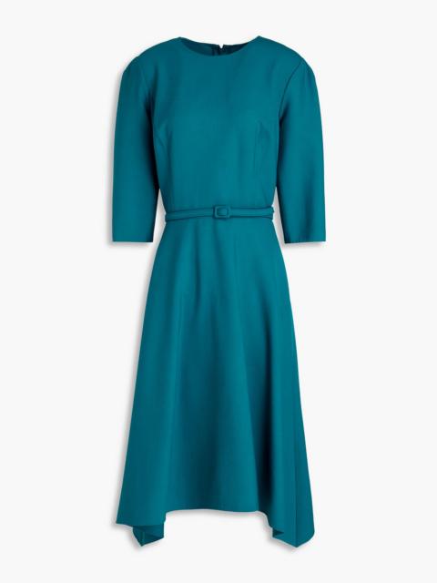Oscar de la Renta Belted wool-blend crepe midi dress