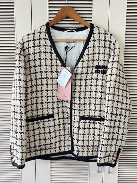 Miu Miu Miu Miu Classic Houndstooth Tweed Jacket