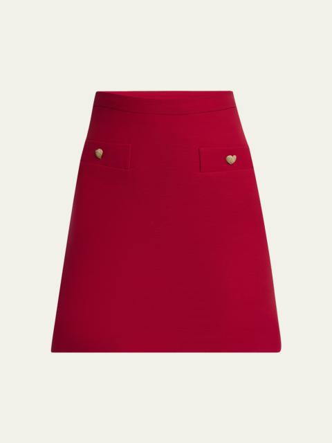 Heart Button Crepe Couture Mini Skirt