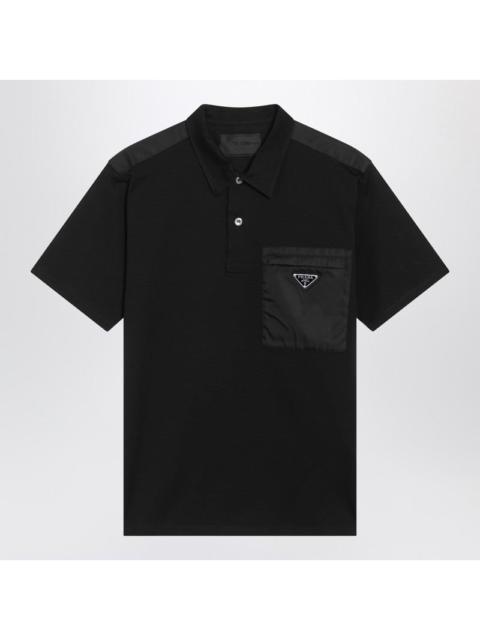 Prada Prada Black Cotton Stretch And Re-Nylon Polo Shirt Men