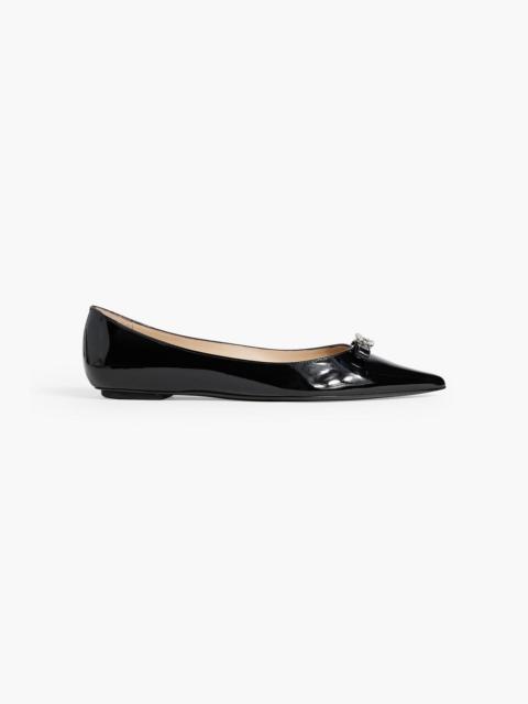 Stuart Weitzman Diana embellished patent-leather point-toe flats