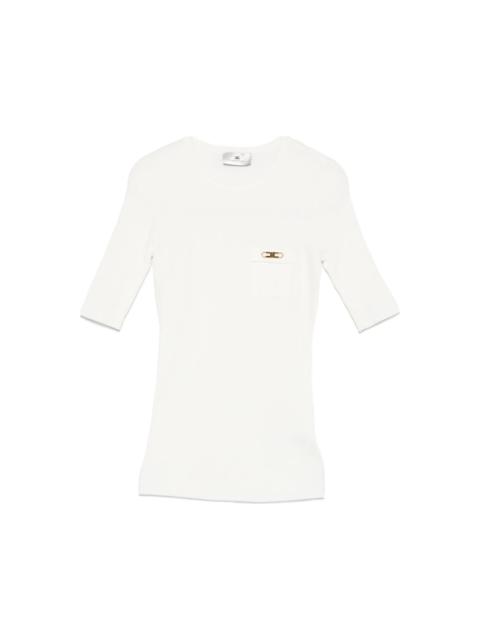 ELISABETTA FRANCHI Elisabetta Franchi White Short-sleeved Sweater