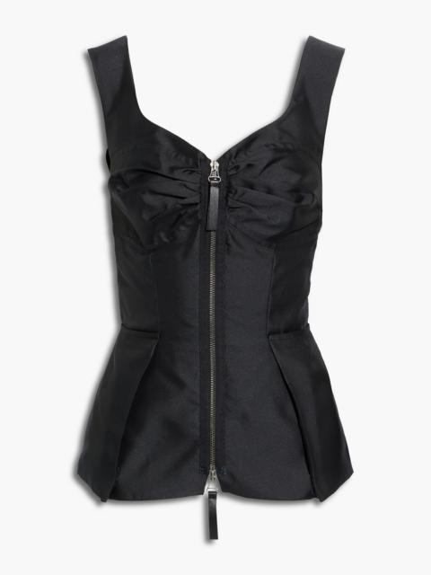 Marni Pleated satin-twill peplum top