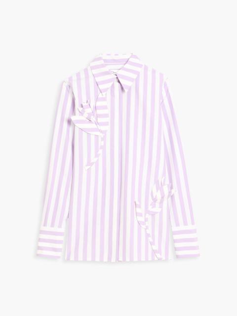 Oscar de la Renta Striped floral-appliquéd cotton-poplin shirt