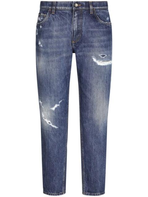 Dolce & Gabbana Straight Jeans With A Worn Effect