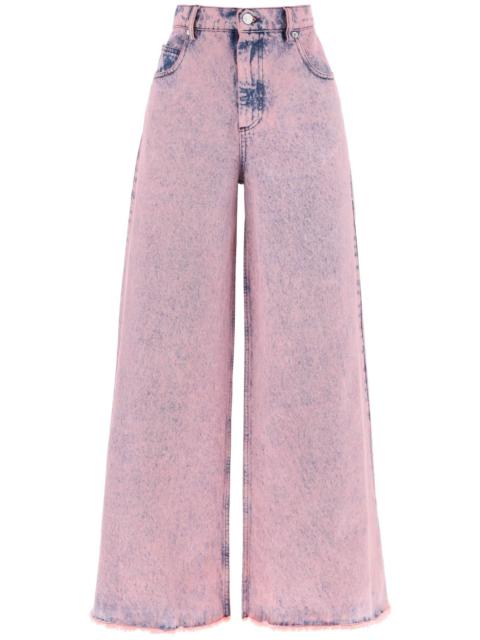 Marni Wide Leg Jeans In Overdyed Denim