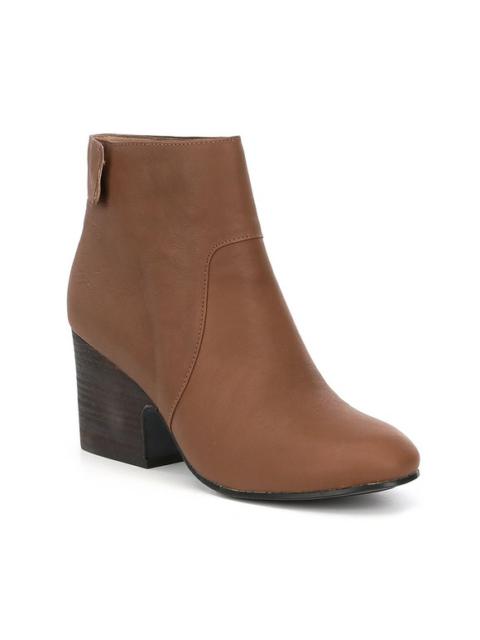 Other Designers Eileen Fisher Harris Tumbled Leather Bootie Ankle Pointed Toe Block Heels 8.5