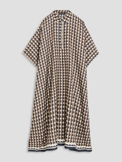 Oscar de la Renta Printed silk-twill maxi shirt dress