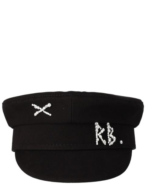 RUSLAN BAGINSKIY BAKER BOY HAT WITH MONOGRAM EMBROIDERY