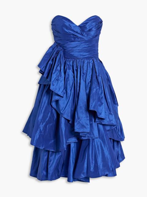 CAROLINA HERRERA Strapless tiered silk-taffeta dress