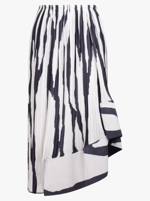 Lanvin ABSTRACT PRINT ASYMMETRIC MIDI SKIRT | WHITE/BLACK