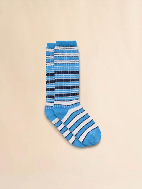 Marni LIGHT BLUE STRIPED COTTON SOCKS