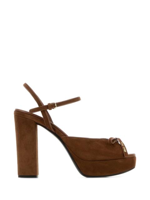 Miu Miu Miu Miu Women Brown Suede Sandals
