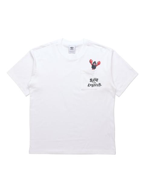 adidas adidas originals Artist Tee Ss Dragon Pattern Pocket Short Sleeve White HA4688