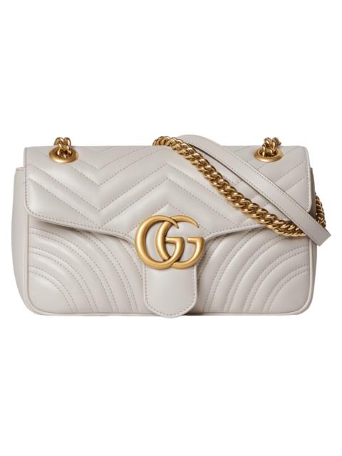 GUCCI Gucci Marmont Light Grey Leather Shoulder Bag Authentic