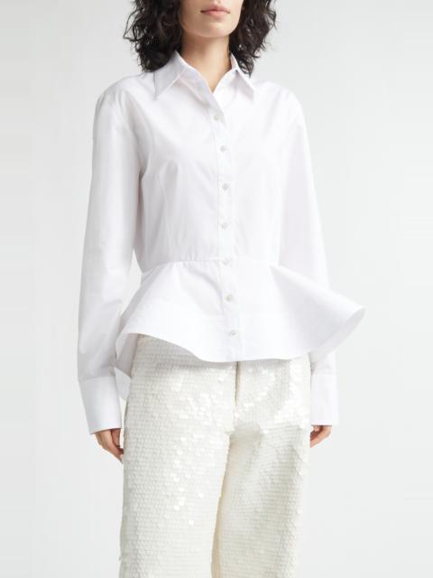 Stella McCartney Stella McCartney Cotton Poplin Peplum Shirt in Pure White at Nordstrom