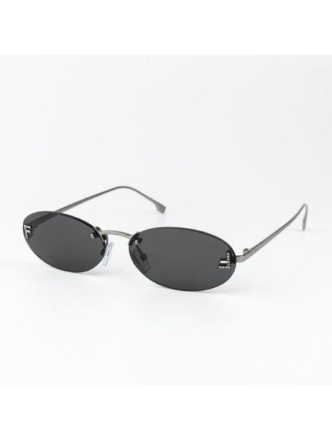 FENDI Fendi FIRST CRYSTAL Men Sunglasses Silver Grey Oval FE4075US 12A NEW AUTHENTIC