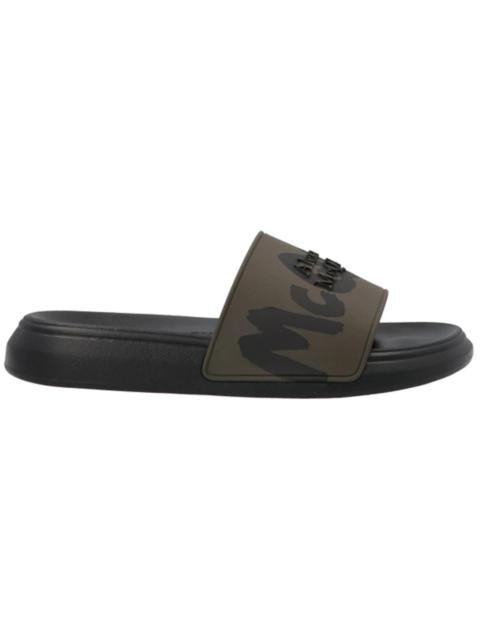 Alexander McQueen Alexander McQueen Graffiti Pool Slides Green Black