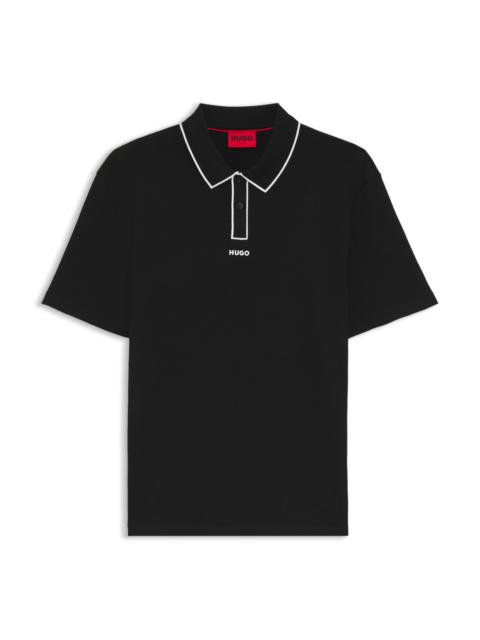 HUGO CONTRAST-TRIM POLO SHIRT IN COTTON JERSEY