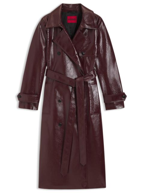 HUGO FAUX-LEATHER TRENCH COAT WITH DOUBLE-BREASTED CLOSURE