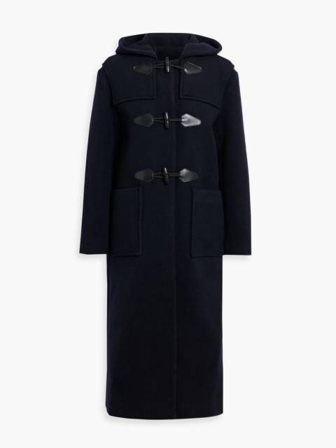 Sandro Leather-trimmed wool-blend hooded coat