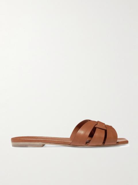 SAINT LAURENT Tribute Woven Leather Slides