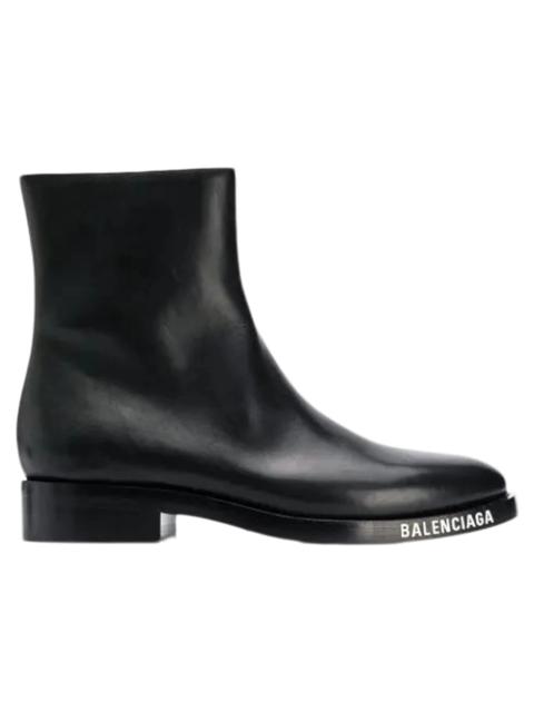 BALENCIAGA Balenciaga Leather Ankle Boot Black White Logo