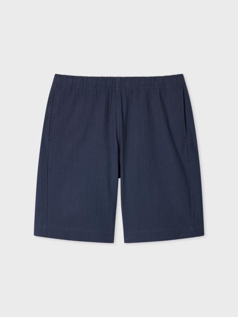 Paul Smith Navy Stretch-Cotton Seersucker Shorts