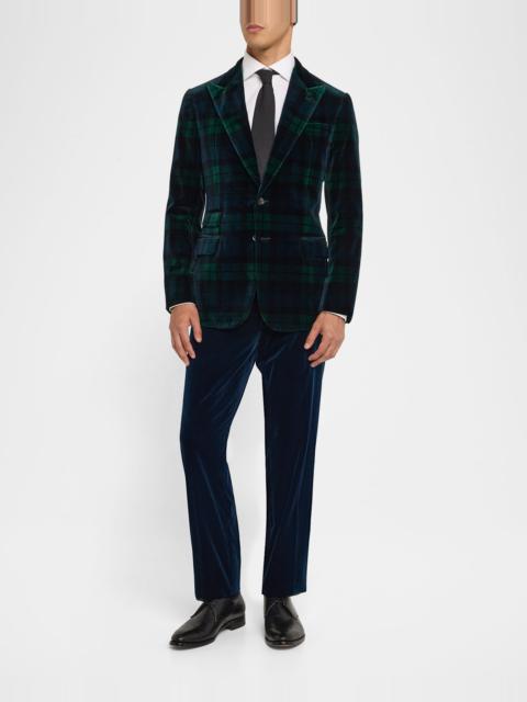 Men's Kent Hand-Tailored Plaid Velvet Sport Coat