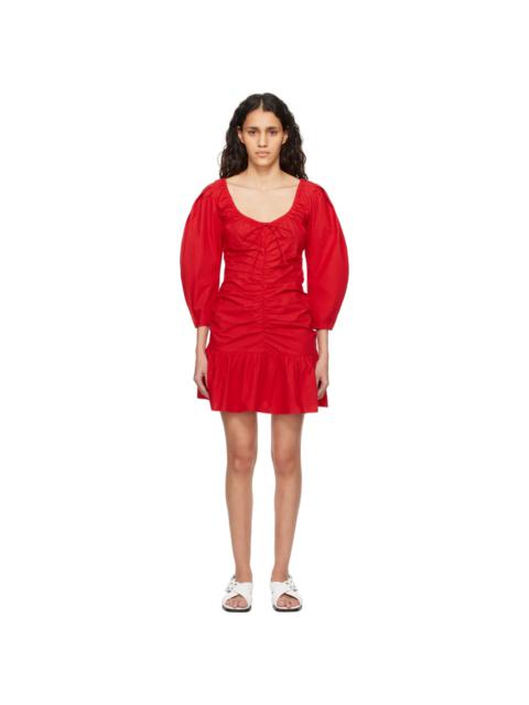 GANNI Red Gathered Minidress