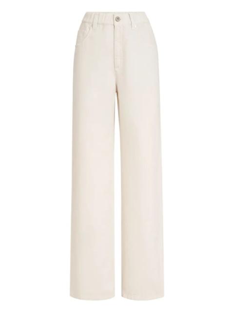 Brunello Cucinelli Brunello Cucinelli Women Garment-Dyed Cotton And Linen Contemporary Trousers In With Monili