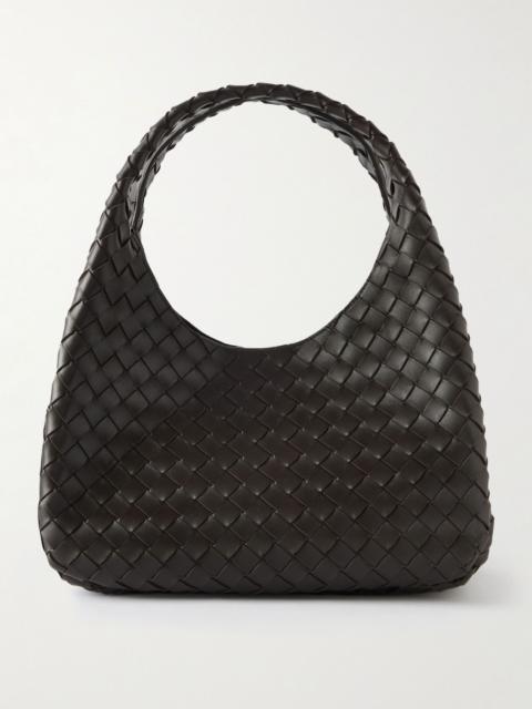 Bottega Veneta Campana intrecciato leather shoulder bag Chocolate
