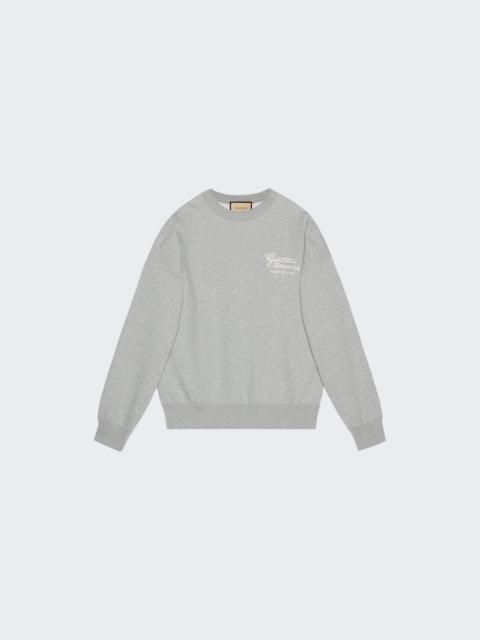 GUCCI Cotton Jersey Sweatshirt With Embroidery Grey Melange