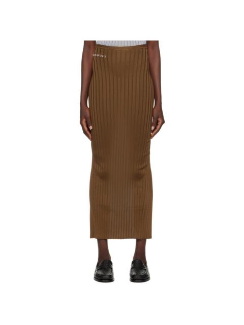 Marni Brown Ribbed Maxi Skirt