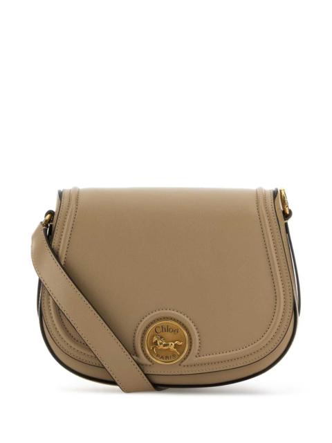 Chloé Chloe Women Cappuccino Leather Horse Medal Crossbody Bag