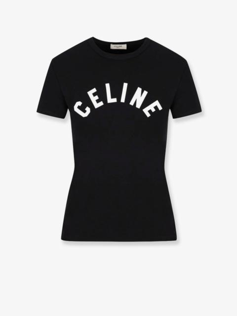 CELINE Celine Cotton T-Shirt with Front Logo Print Black