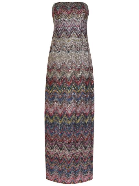 Missoni Missoni Embellished Zigzag-intarsia Strapless Maxi Dress