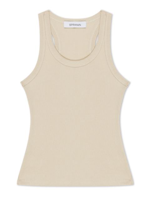 SPRWMN PISTACHIO RIB FITTED SCOOPED TANK