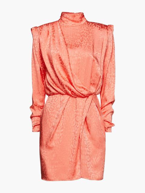 Other Designers Montana wrap-effect draped satin-jacquard mini dress