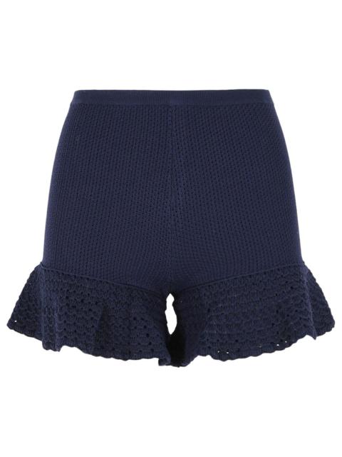 self-portrait Self Portrait Navy Blue Viscose Blend Shorts