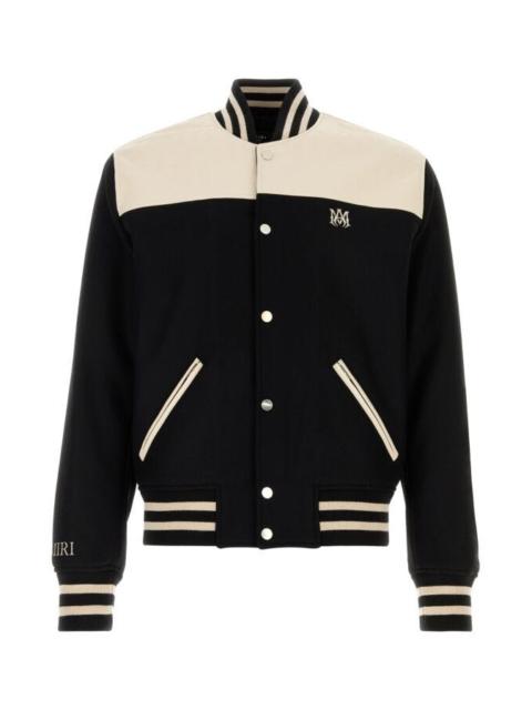 Two-tone wool blend bomber jacket