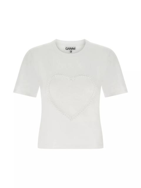 GANNI Heart embroidery T-shirt