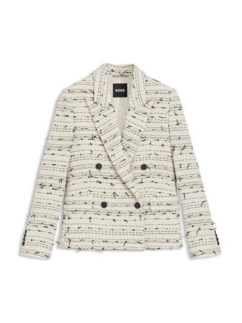 BOSS REGULAR-FIT BLAZER IN STRIPED COTTON-BLEND TWEED