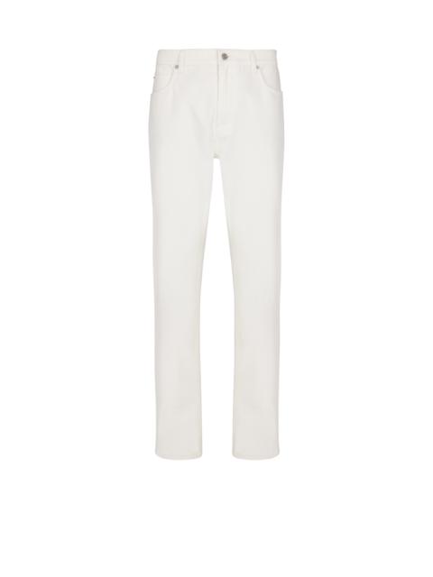 Balmain White denim straight-cut jeans