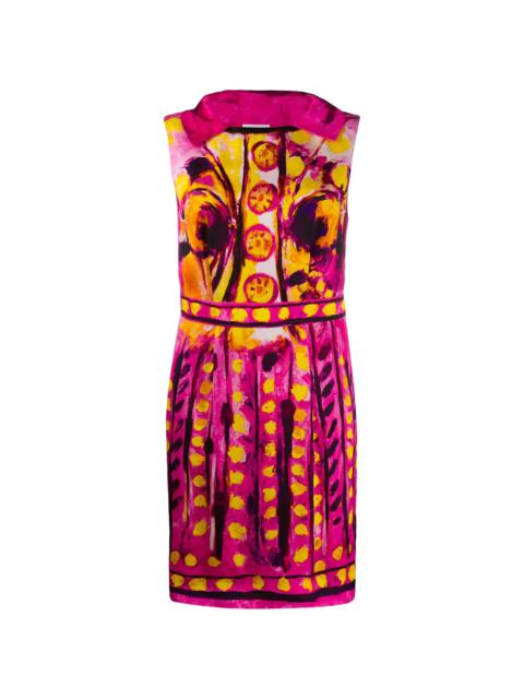brushstroke print sleeveless dress