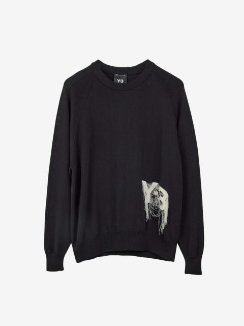 Y-3 Y-3 Black Frayed Logo Sweater